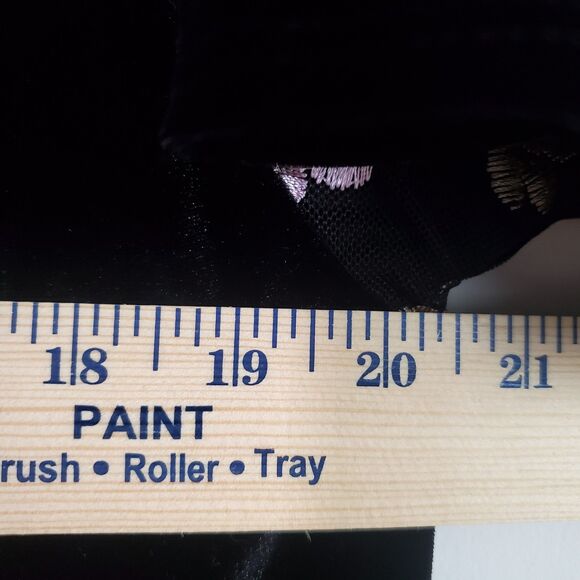 Pleione Top Large Black Velvet Sheer Floral Embroidered Fairy Whimsygoth Gothic - Picture 11 of 13